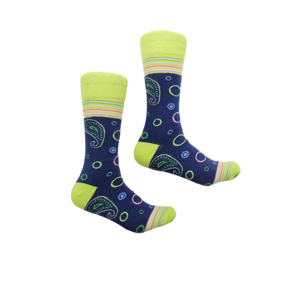 Syria 1 | Navy & Lime Paisley | Sock