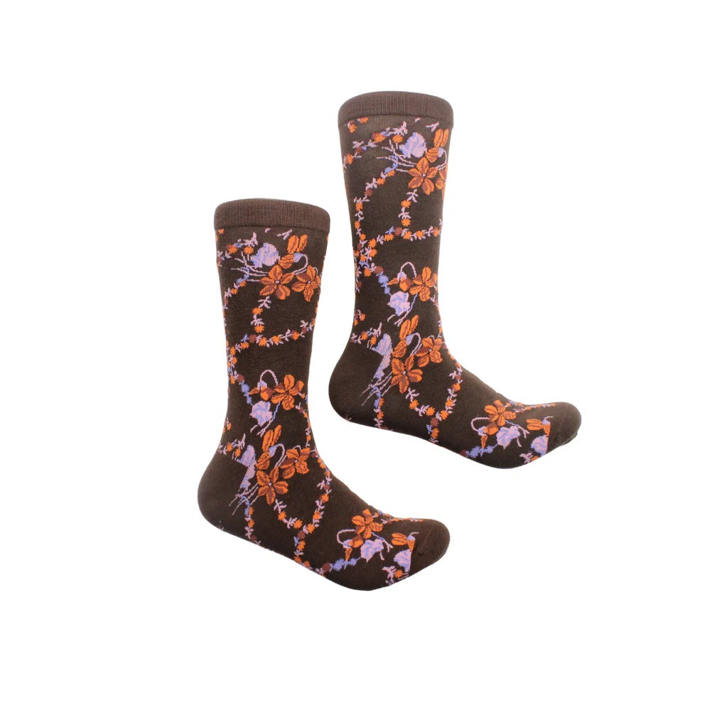 Maldives 2 | Multi Color Brown Floral | Sock (SIZE 7-9)