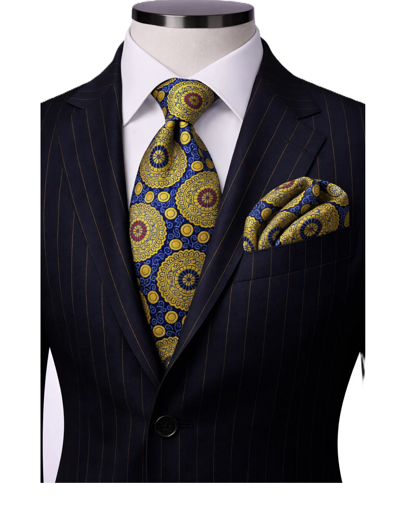 ANTHONY 10 | NAVY & GOLD | TIE & POCKET SQUARE