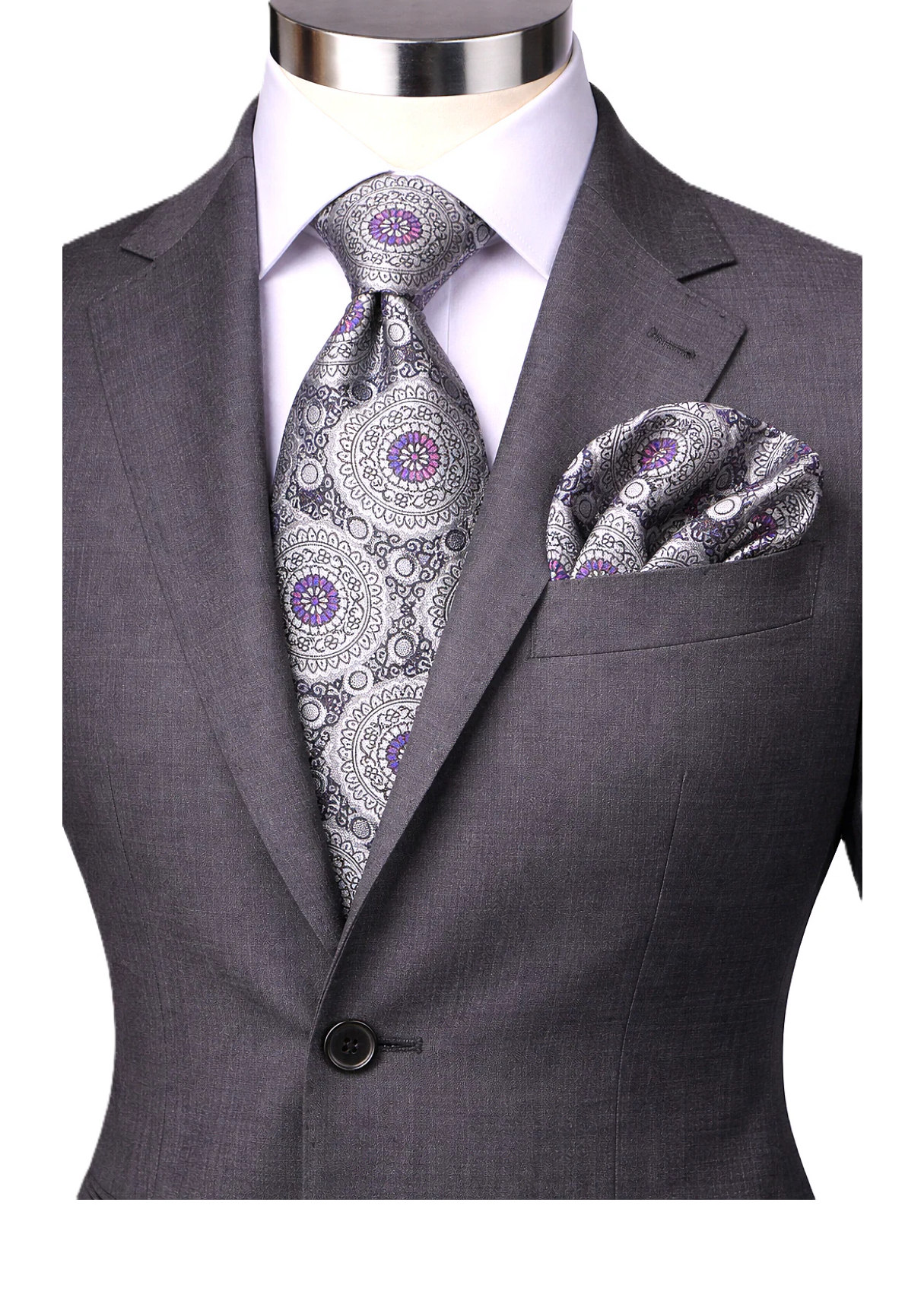 ANTHONY 6 | GREY & SILVER | TIE & POCKET SQAURE