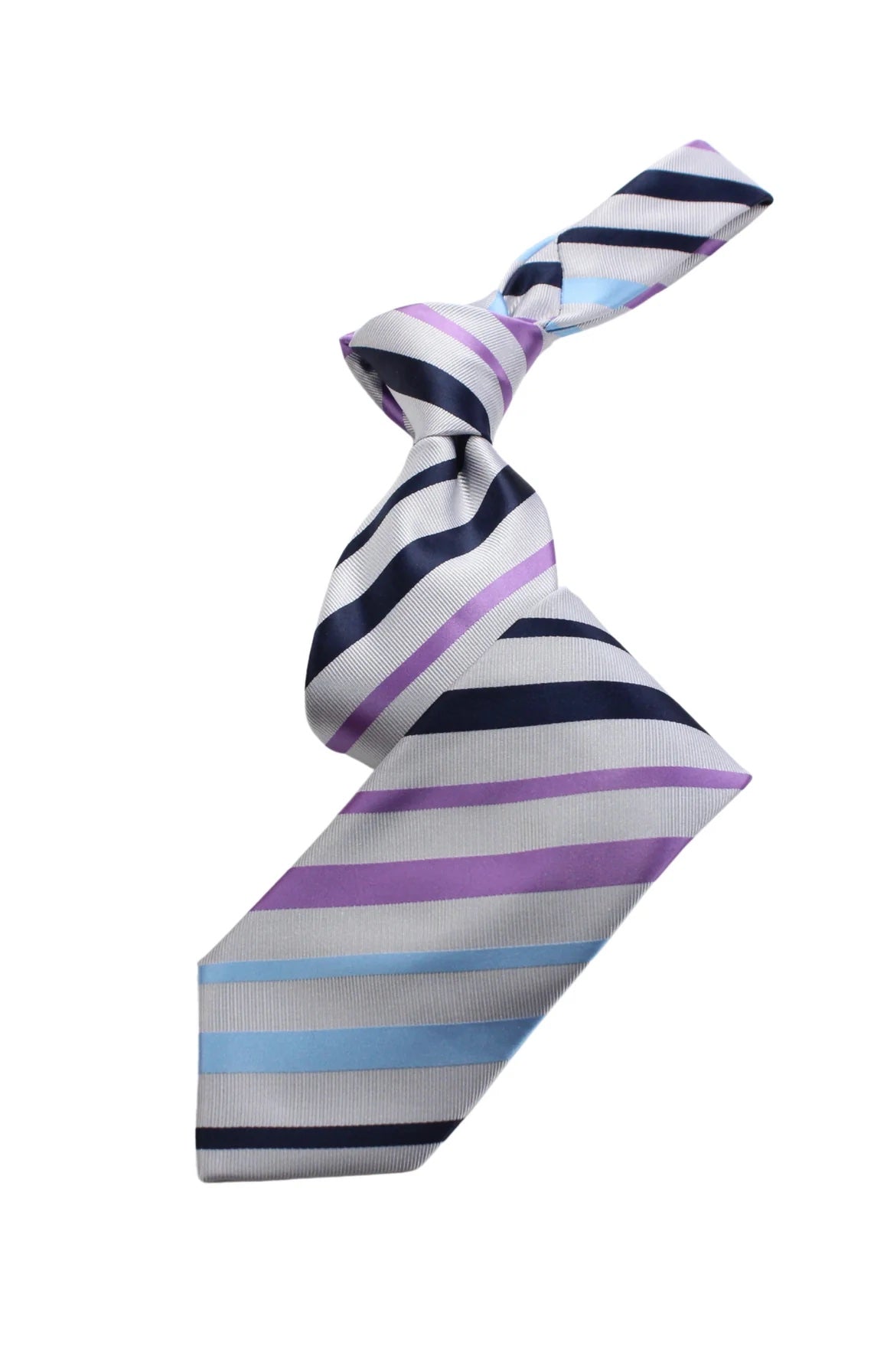Arabian Stripe A7 | Grey/Sky/Lavender/Navy | Tie & Pocket Square