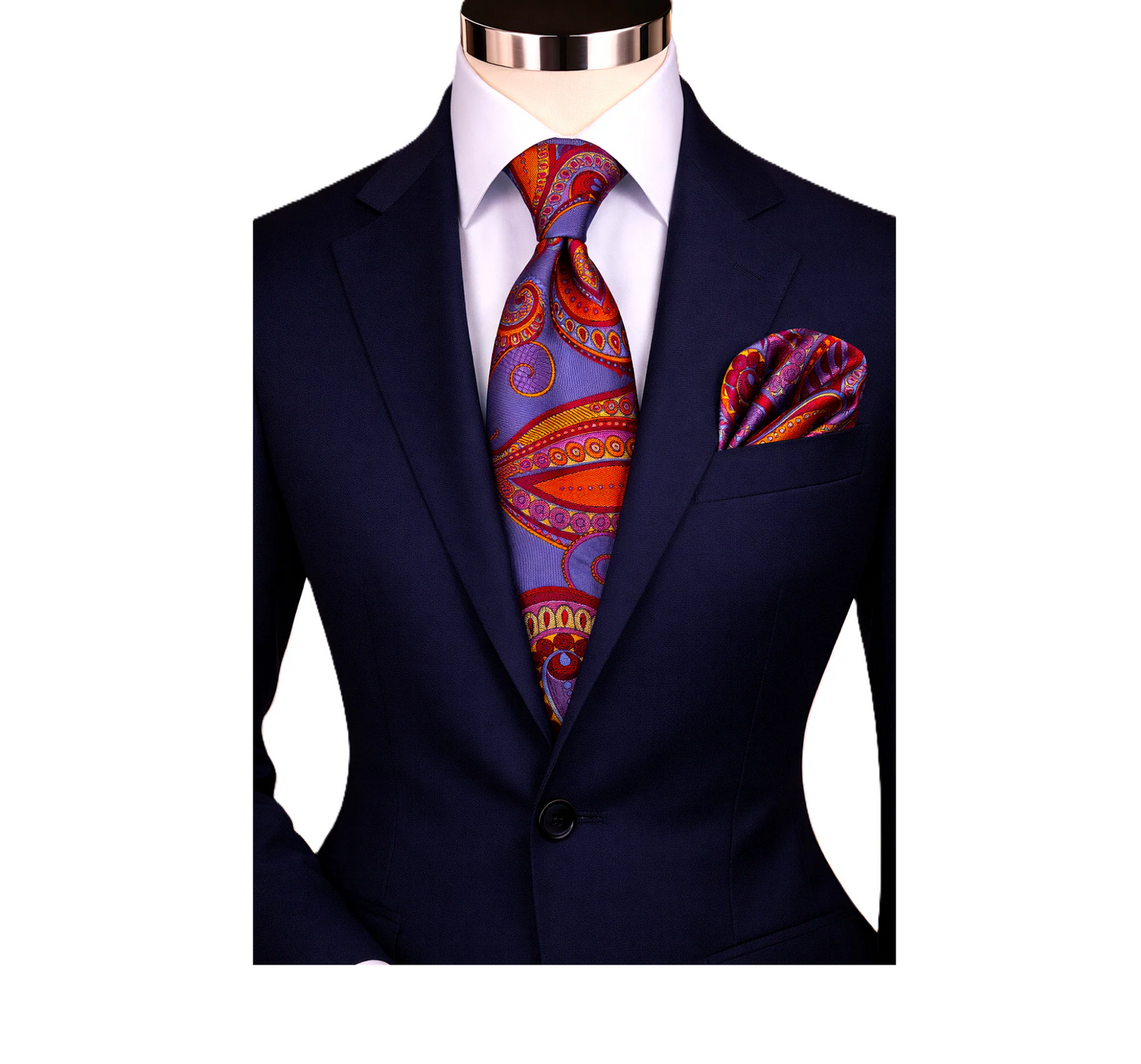 BRONO 3 | TRU BLUE & RED | TIE & POCKET SQAURE
