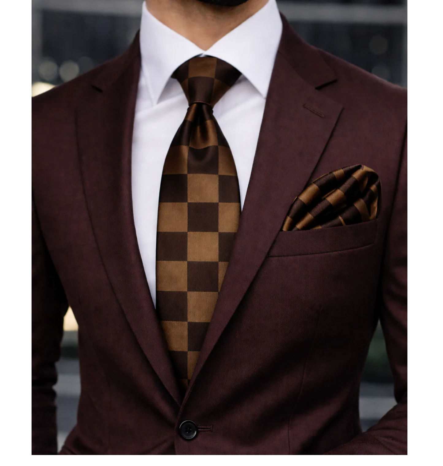CHESS B7 | BROWN & BEIGE | TIE & POCKET SQAURE
