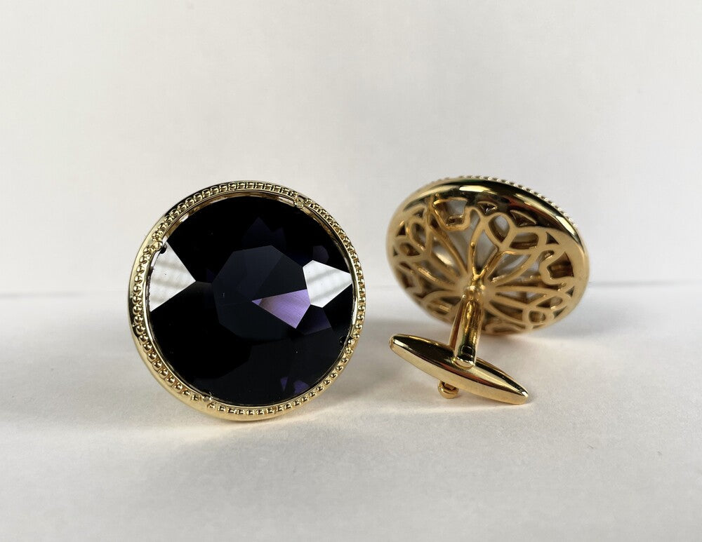 King Round Cuff Link-DKPurple