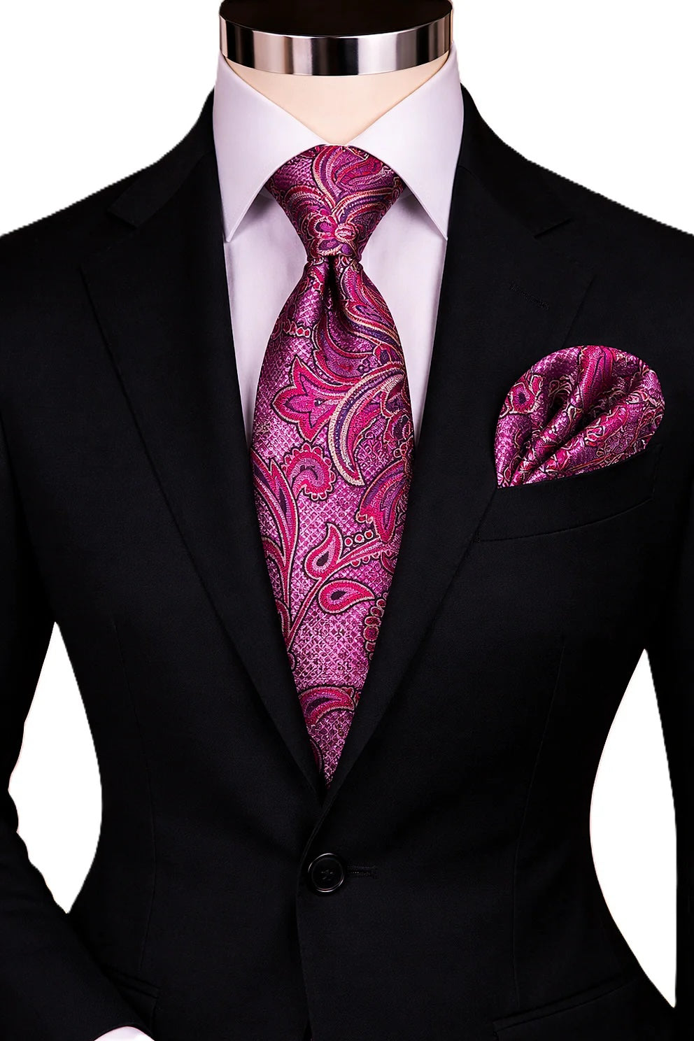 EMILIO 10 | FUSCHIA & PINK | TIE & POCKET SQUARE