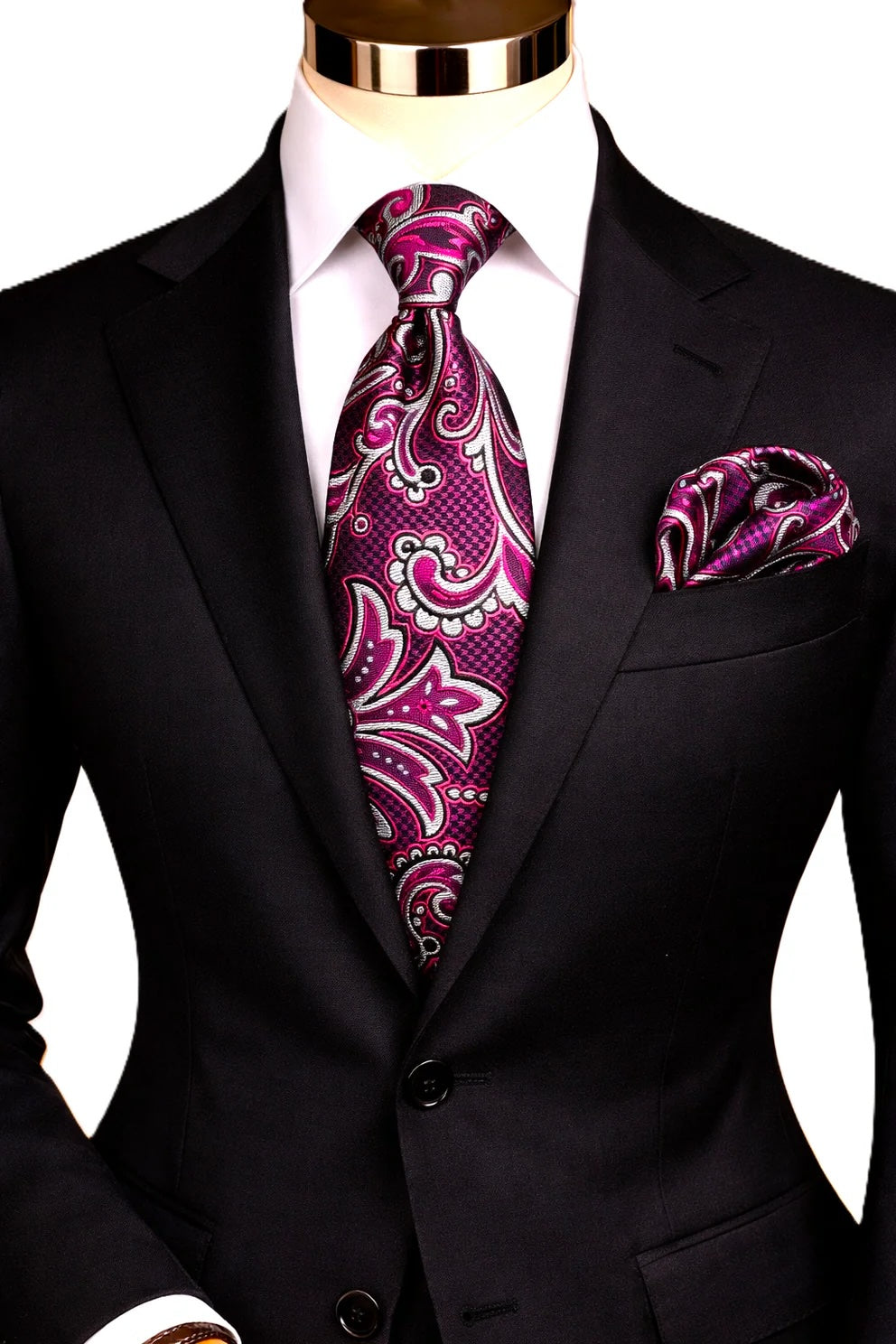 EMILIO 1 | FUSCHIA & WHITE | TIE & POCKET SQUARE