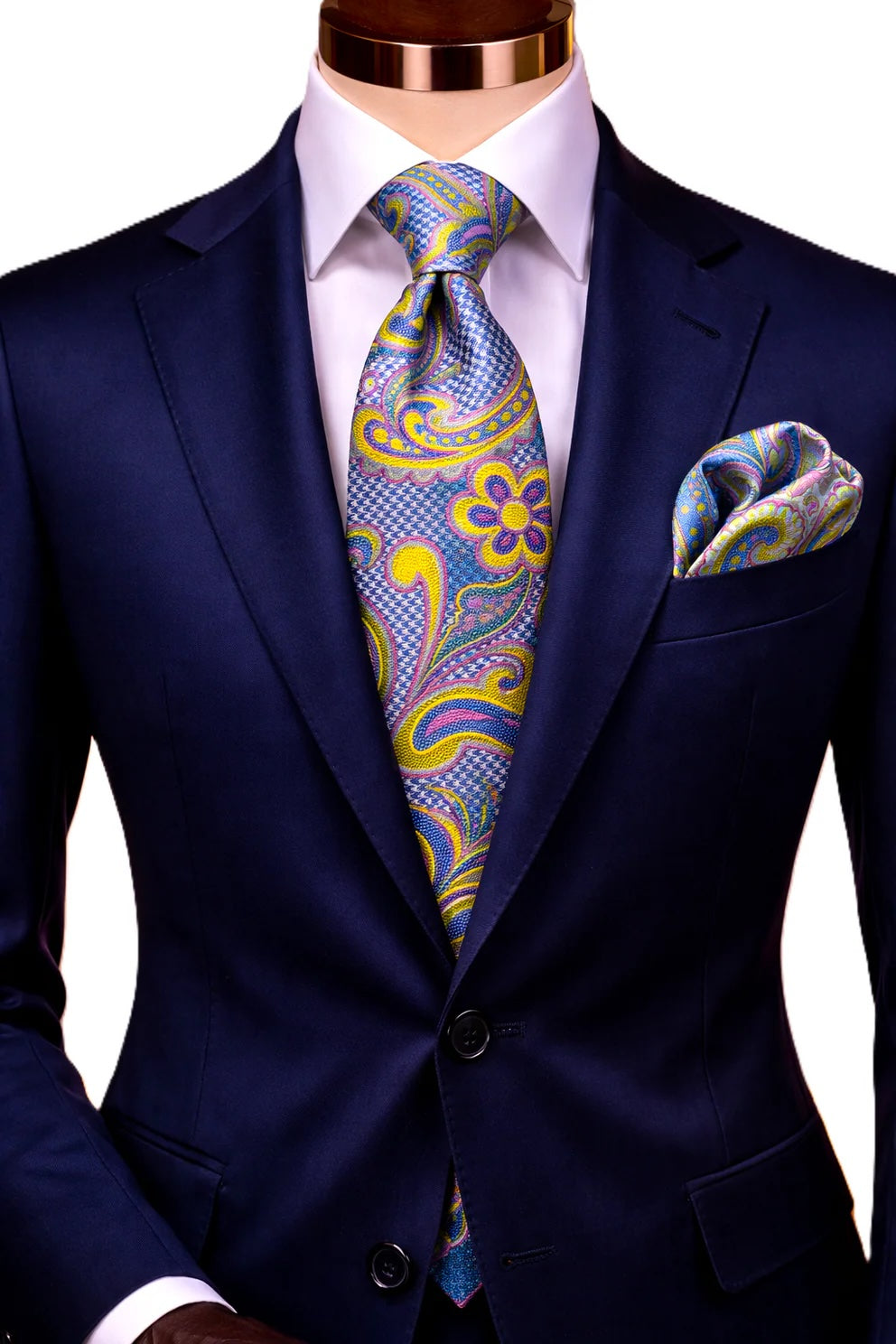 EMILIO 6 | LT BLUE YELLOW PURPLE | TIE & POCKET SQUARE