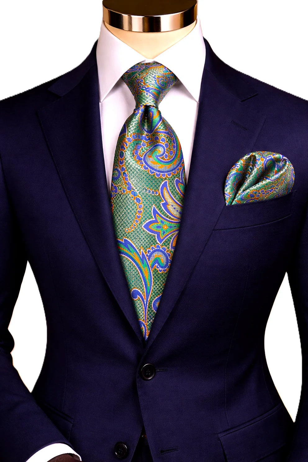 EMILIO 8 | GREEN BLUE GOLD | TIE & POCKET SQUARE