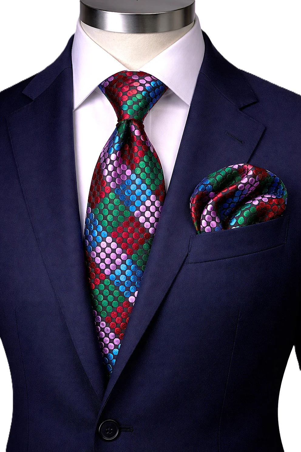 ENZO 2 | ROYAL/GREEN/RED | TIE & POCKET SQAURE