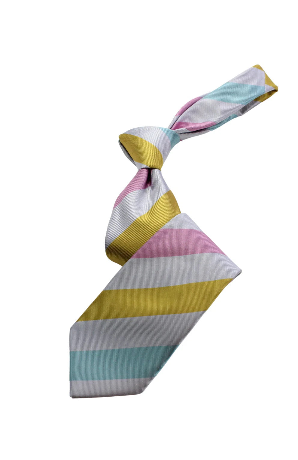 Egyptian Stripe A4 | Silver/Pink/Yellow/Teal | Tie & Pocket Square