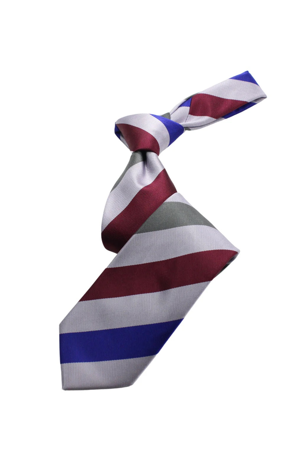 Egyptian Stripe A1 | Silver/Wine/Royal/Grey | Tie & Pocket Square