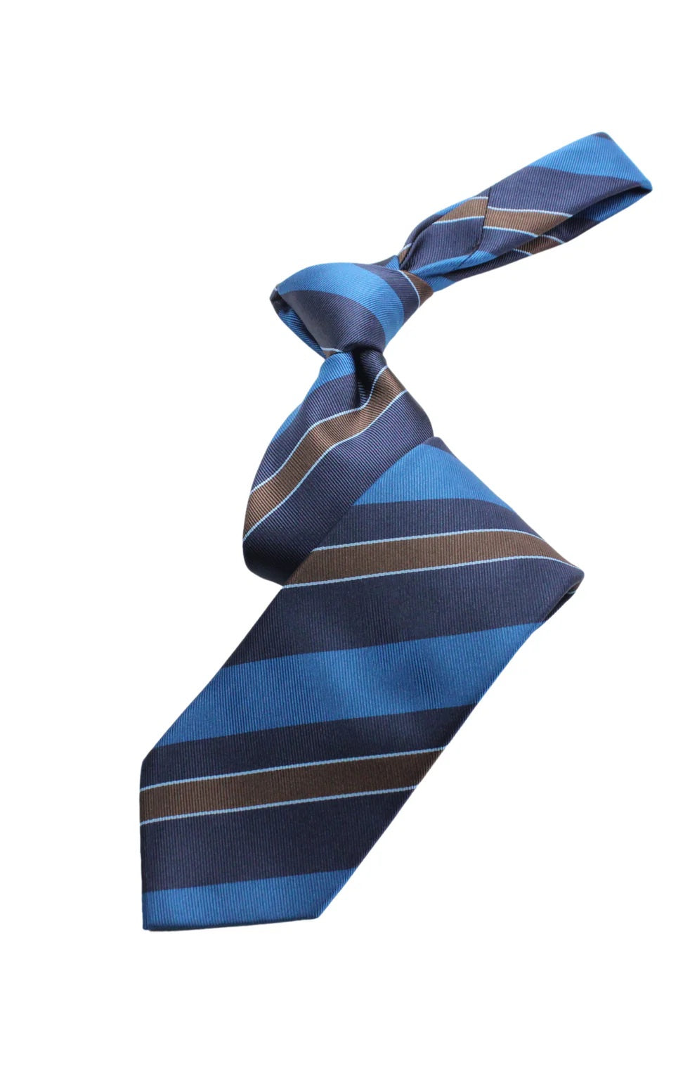 Giza Stripe A8 | Navy/Aqua/Brown | Tie & Pocket Square