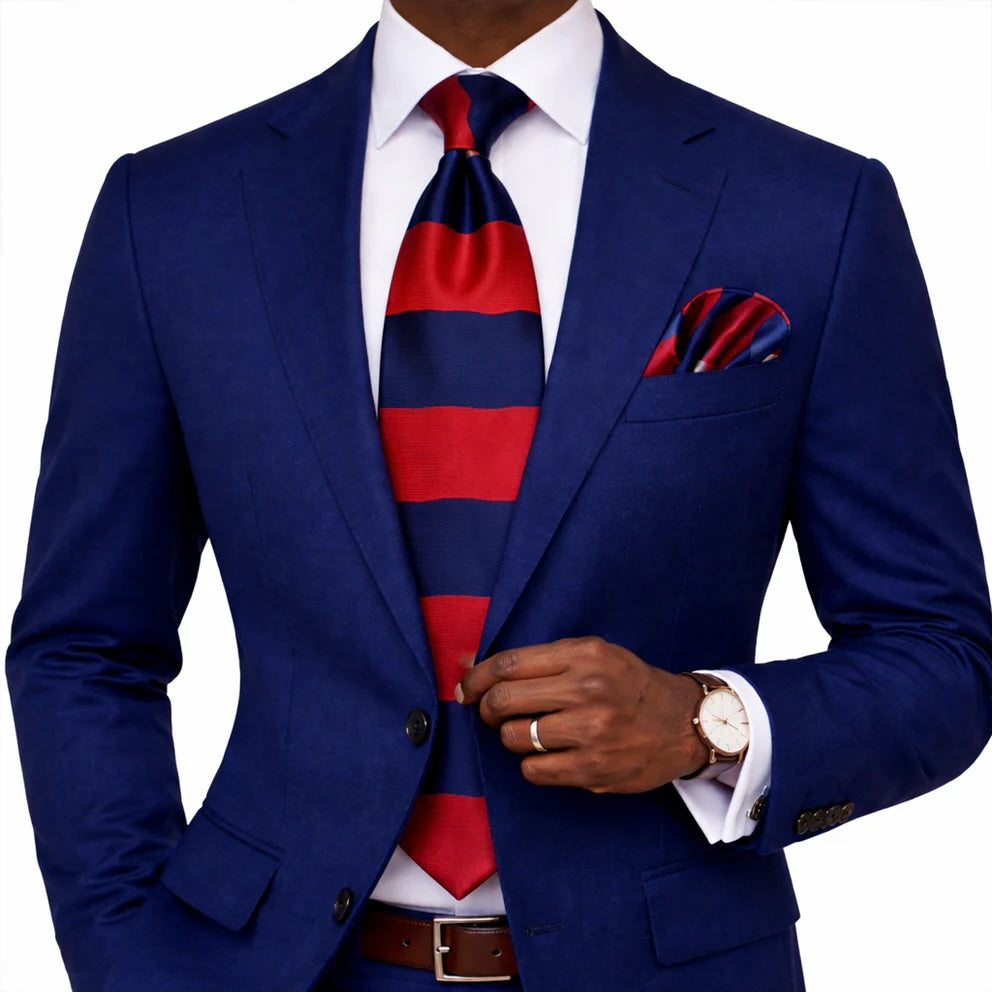 HYMAN ROTH A9 | NAVY & RED | TIE & POCKET SQUARE