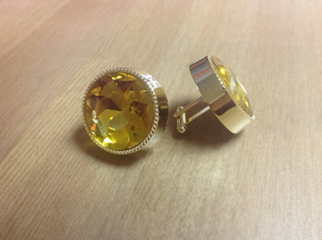 King Round Cuff Link-Yellow