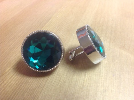 King Round Cuff Link-Emerald