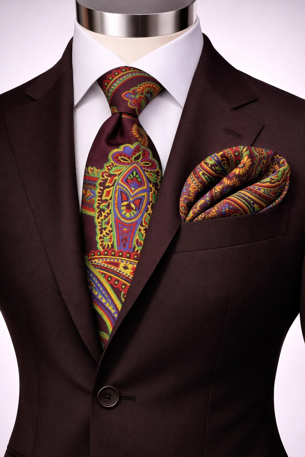 MICHAEL 5 | MULTICOLOR WINE | TIE & POCKET SQUARE