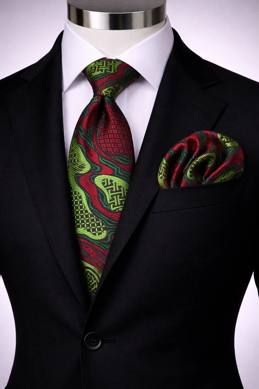 OLYMPIA 2 | WINE & GREEN | TIE & POCKET SQAURE