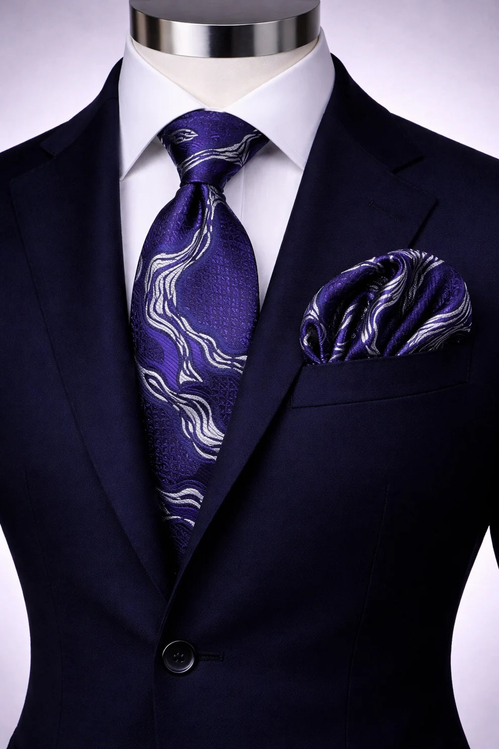 OLYMPIA 5 | PURPLE & NAVY | TIE & POCKET SQAURE