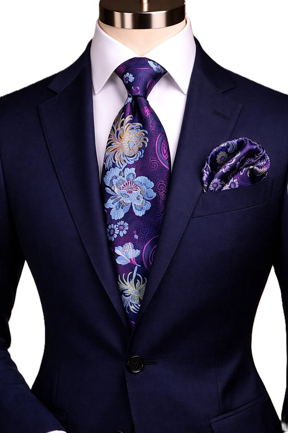 SHANGHAI 6 | NAVY & FUSCHIA | TIE & POCKET SQUARE