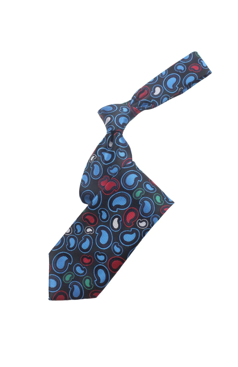 Wonderland 2 | Multi Color Black & Blue Pailsey | Tie & Pocket Square