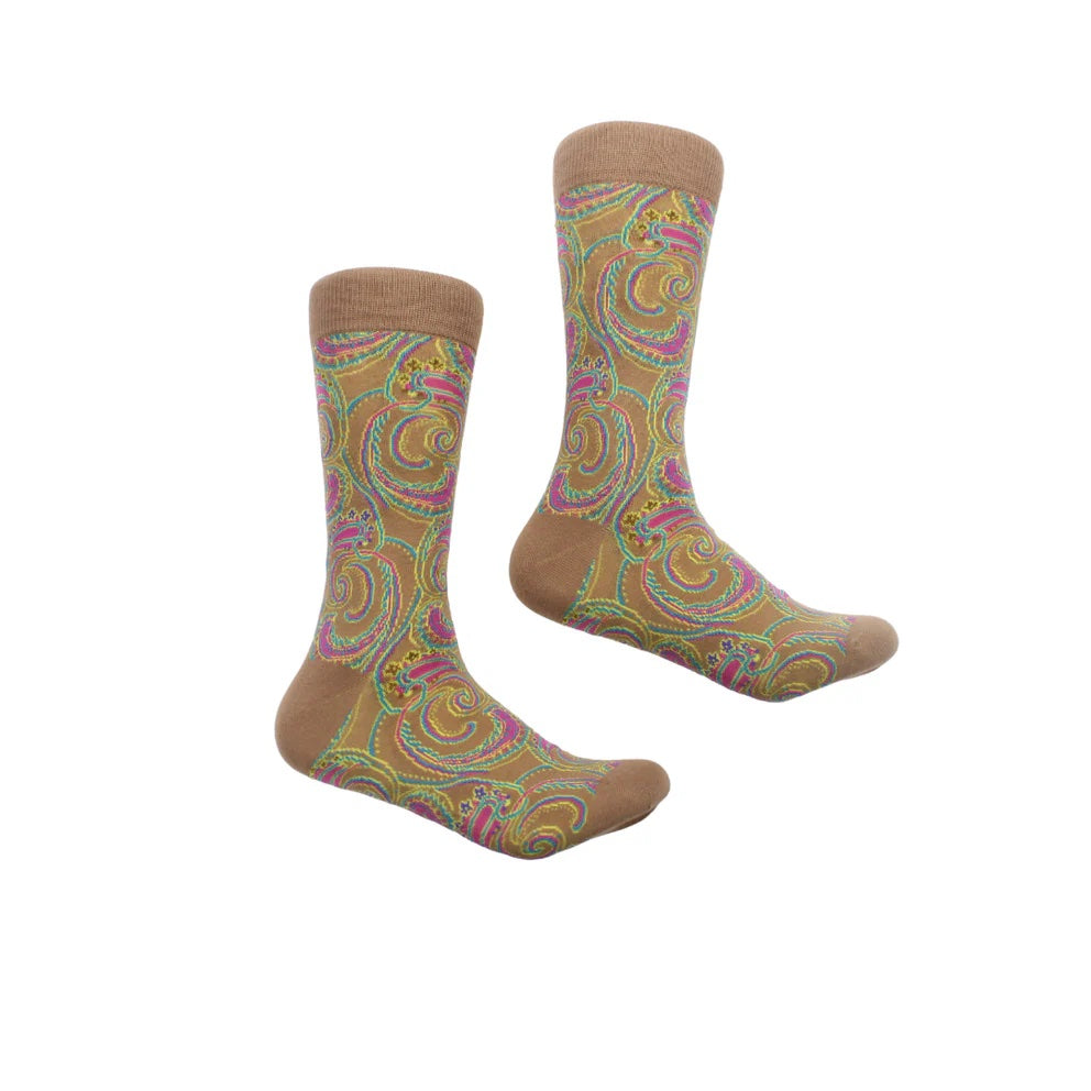 Enzo 1 | Multi Color Taupe Paisley | Sock