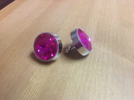 Exquisite Round Cuff Link-Fuchsia