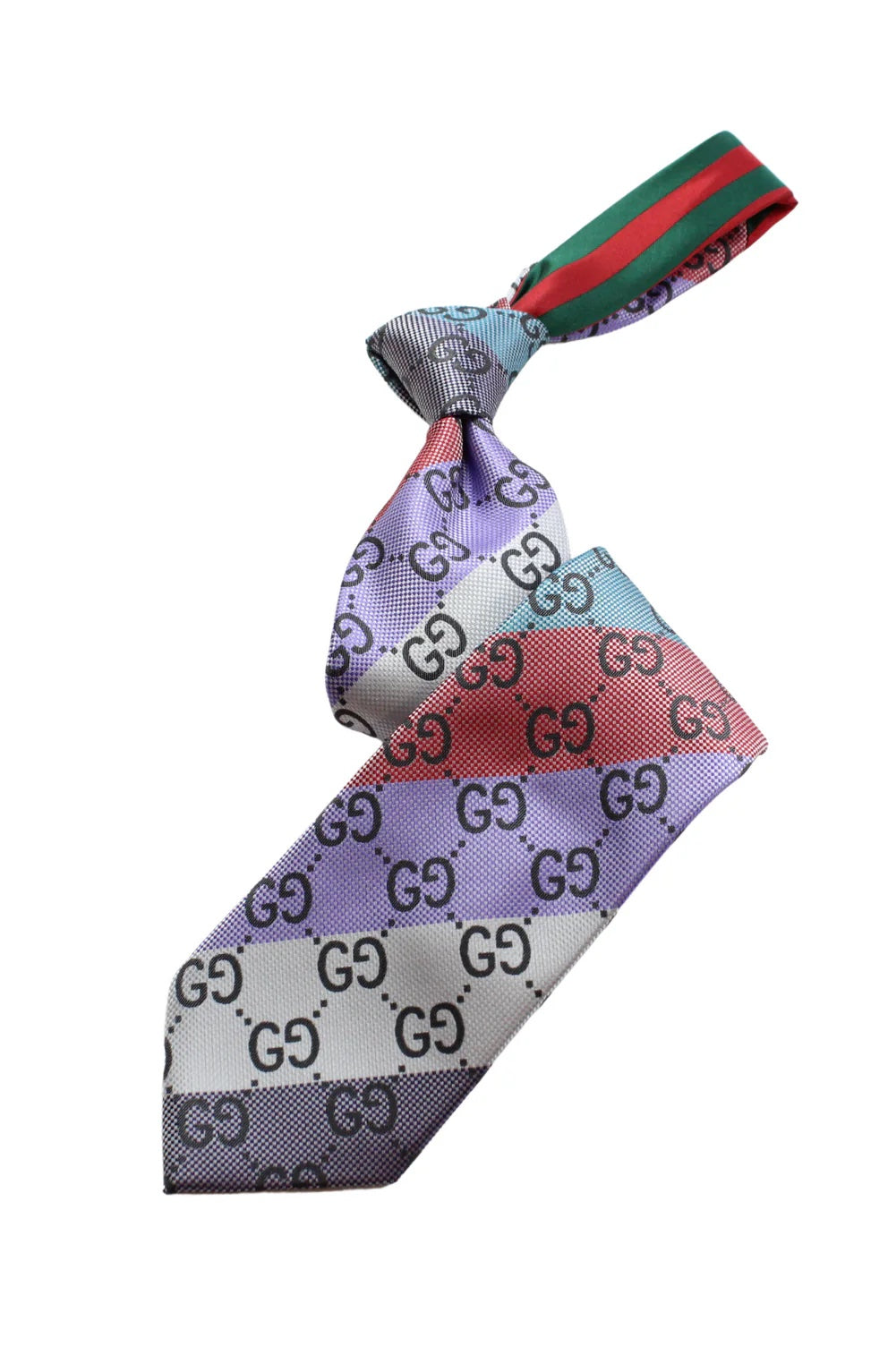 GG Stripe A8 | Silver/Plum/Red/Turquoise | Tie & Pocket Square (Copy)