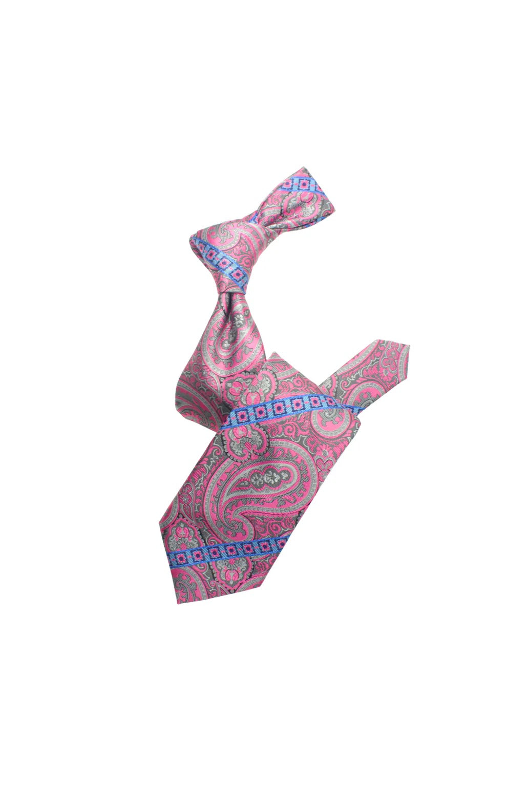 Krazy Paisley E6 | Grey & Pink | Tie & Pocket Sqaure
