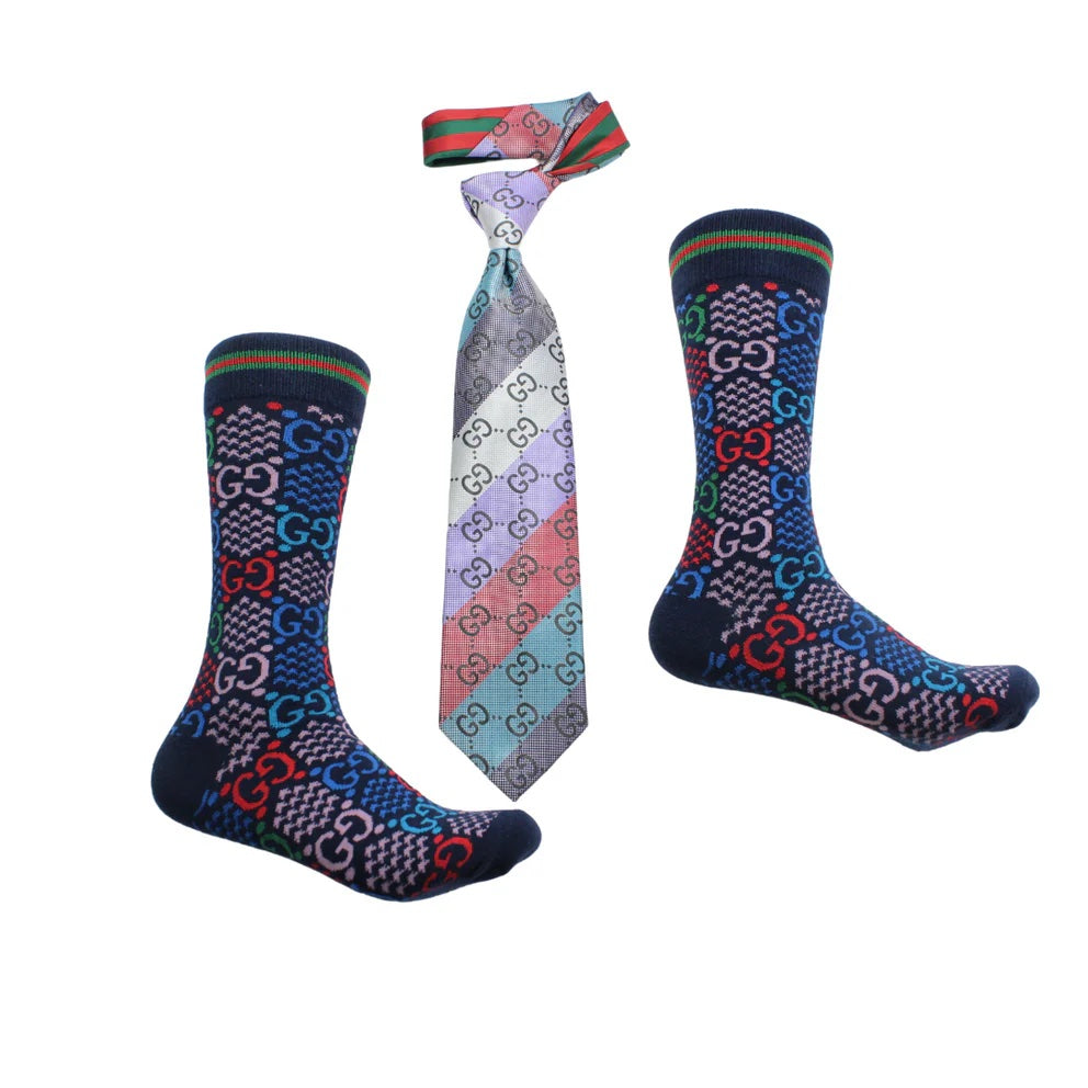 GG Stripe A8 & GG Star 1 | Tie & Sock Combo
