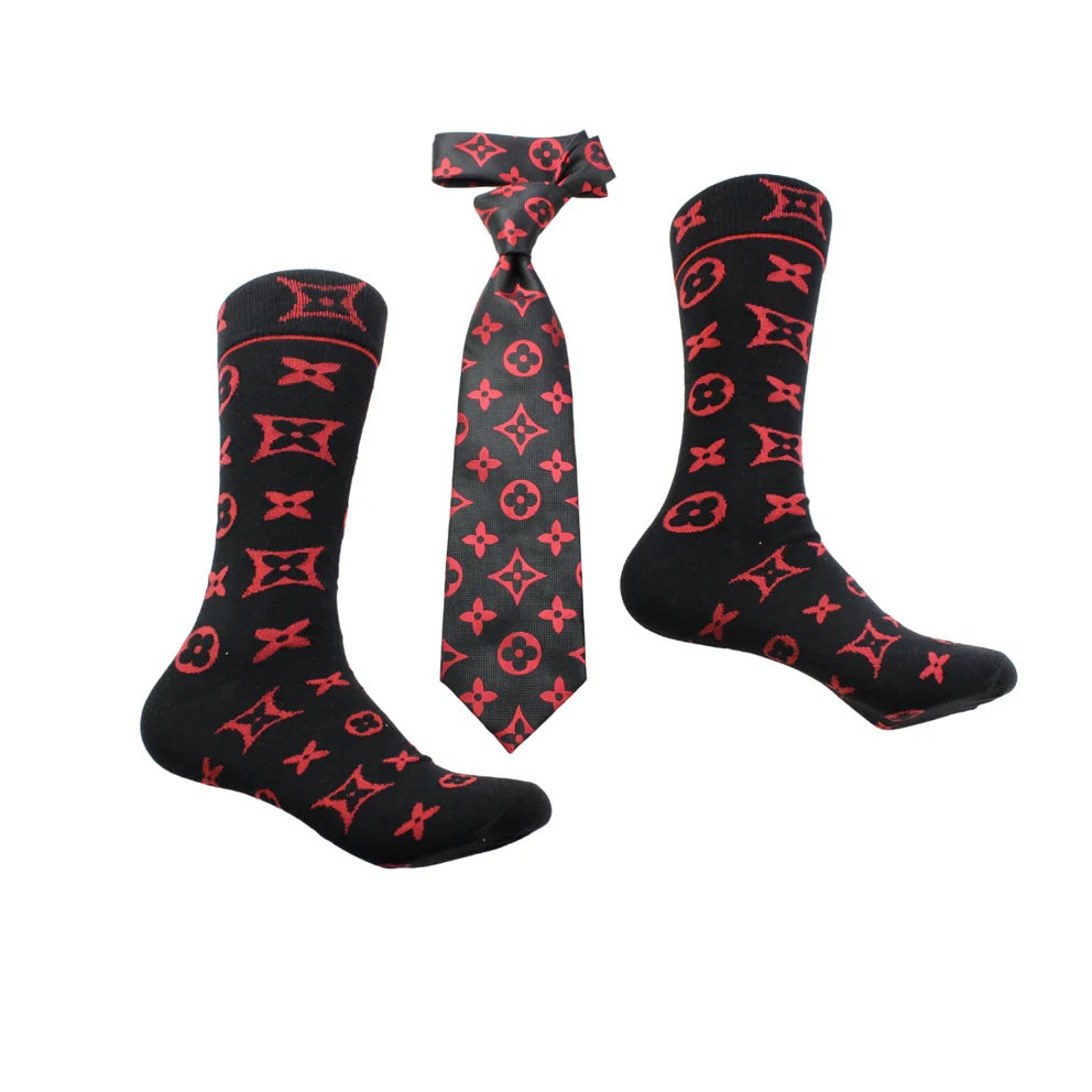 LV A7 | Black & Red | Tie & Sock Combo