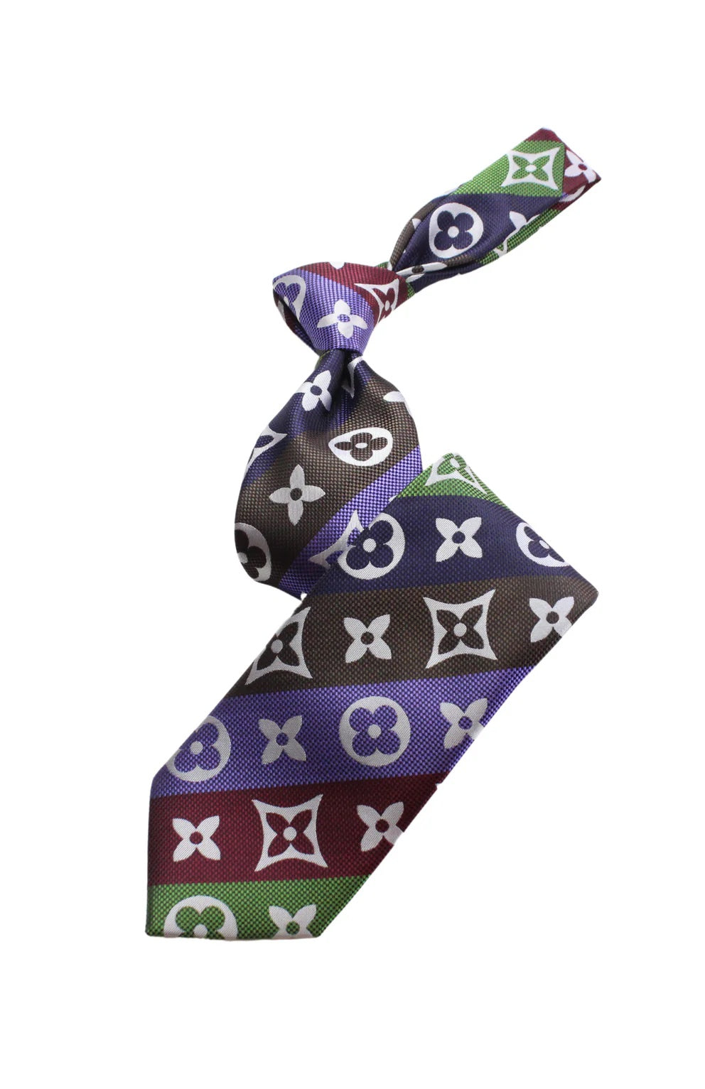 LV Stripe A3 | Brown/Wine/Purple/Green | Tie & Pocket Square