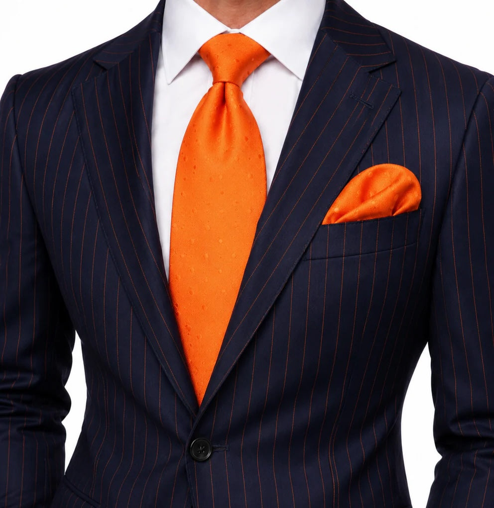 Pindot Solid A5 | Orange Solid Dot | Tie & Pocket Square