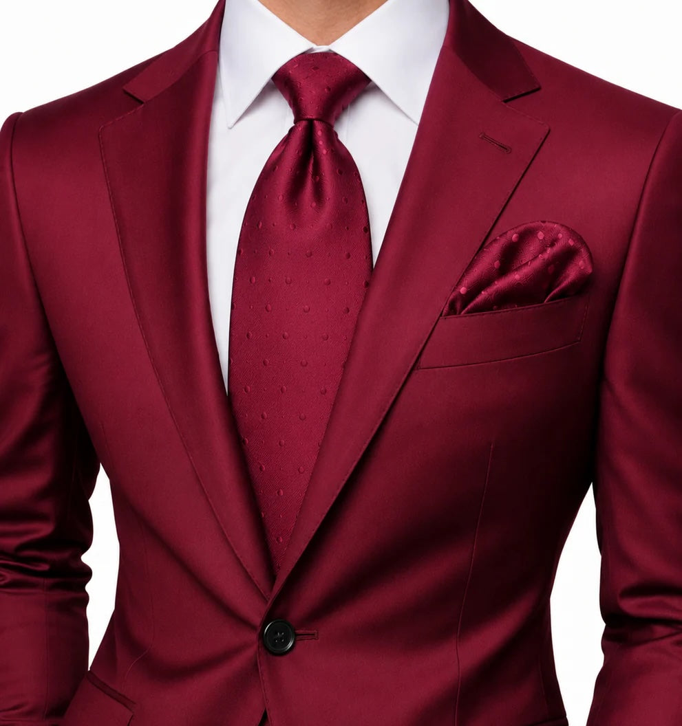 Pindot Solid A7 | Wine Solid Dot | Tie & Pocket Square