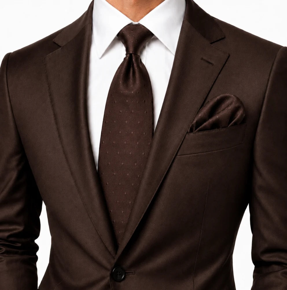 Pindot Solid B10 | Chocolate Solid Dot | Tie & Pocket Square