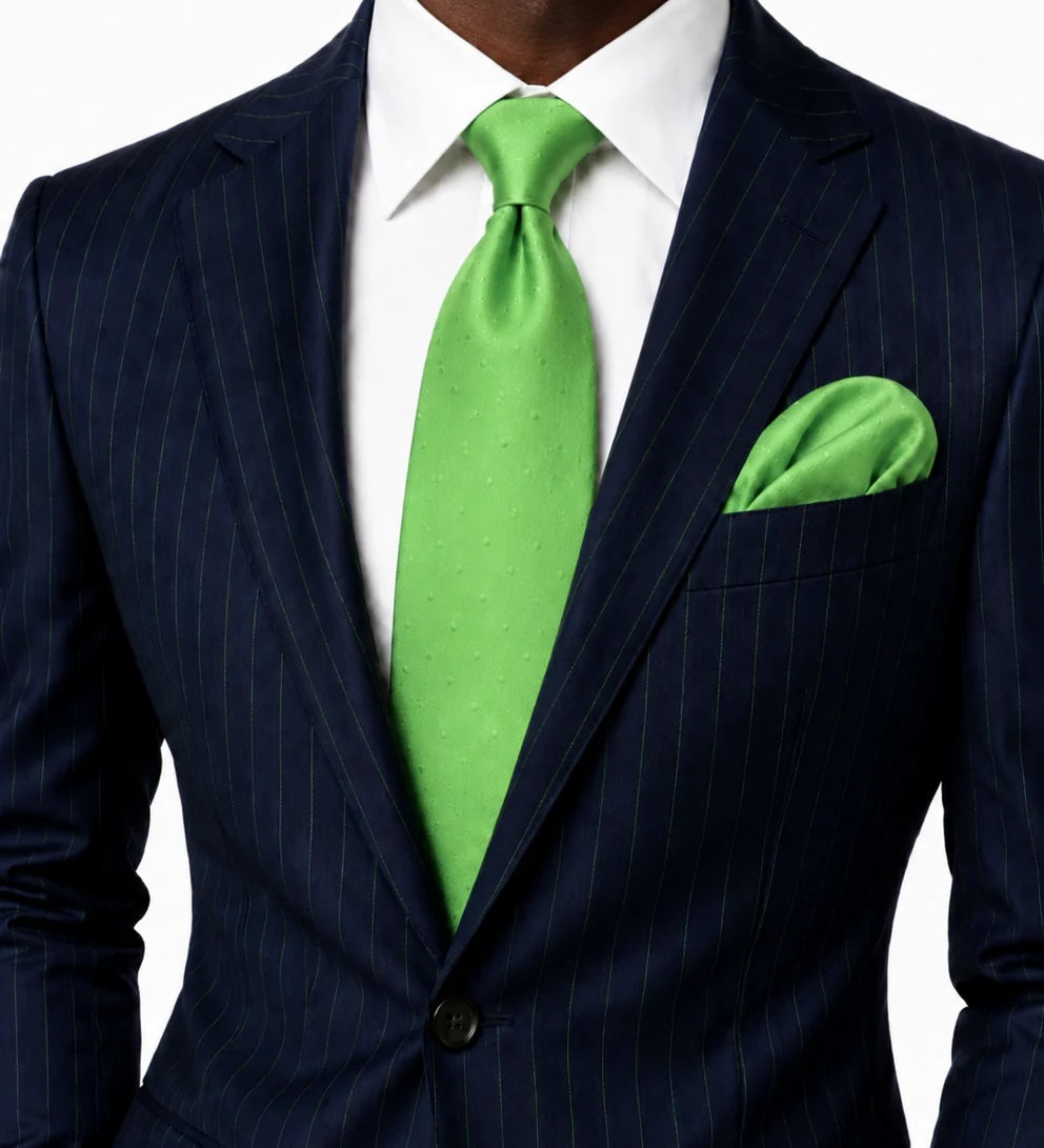 Pindot Solid B2 | Lime Green Solid Dot | Tie & Pocket Square