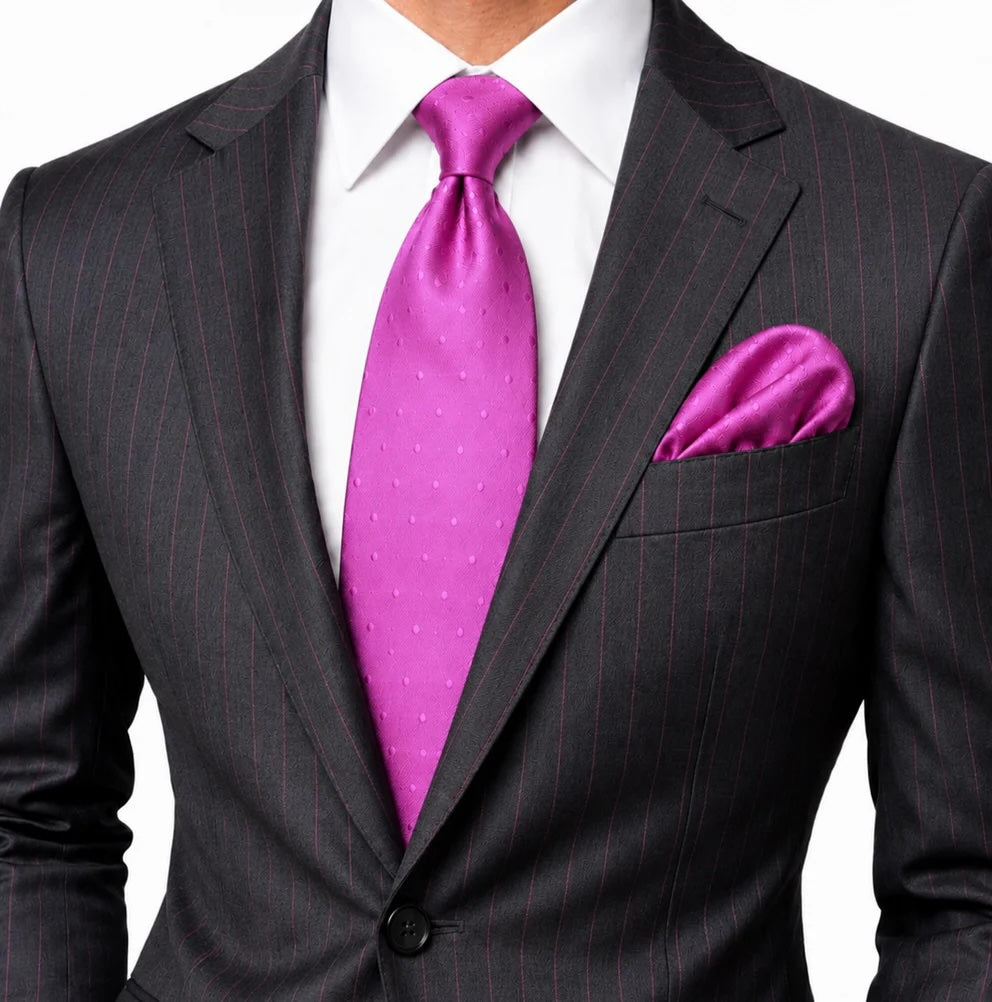 Pindot Solid B8 | Fuschia Solid Dot | Tie & Pocket Square