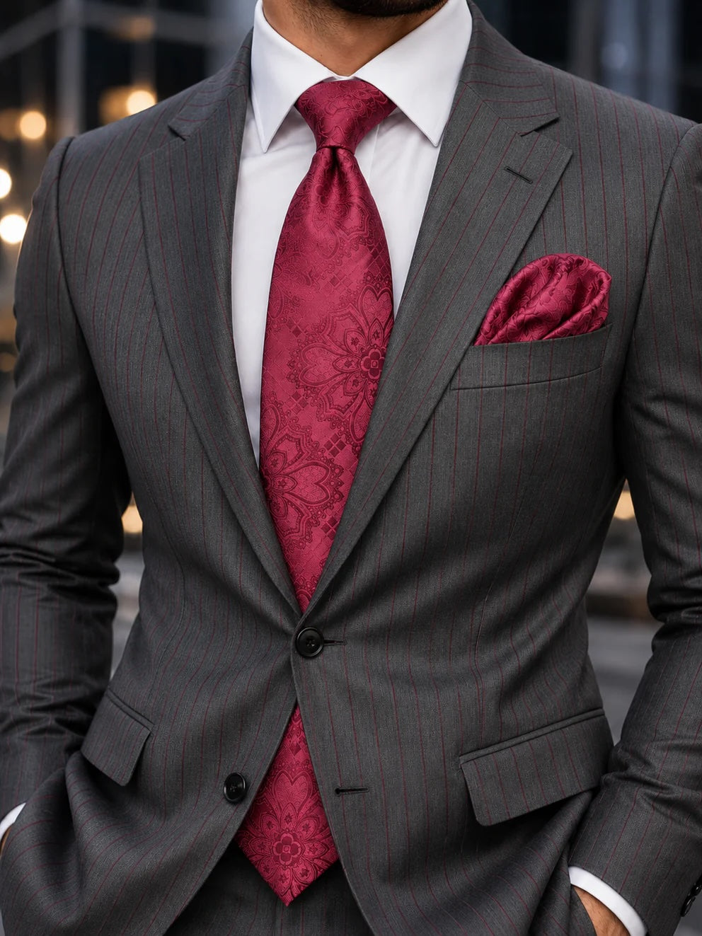 HIBISCUS 9 | WINE | TIE & POCKET SQUARE