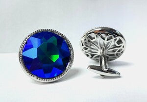 King Round Cuff Link-Blue