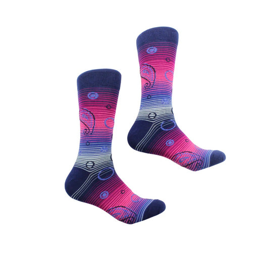 Kuwait 3 | Navy & Fuchsia Paisley | Sock