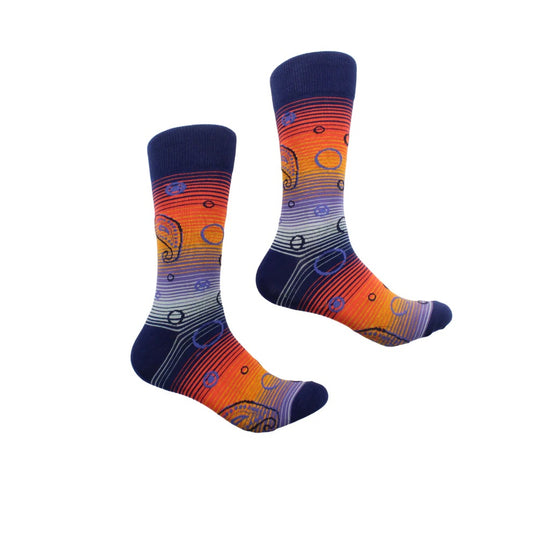 Kuwait 4 | Navy & Orange Paisley | Sock