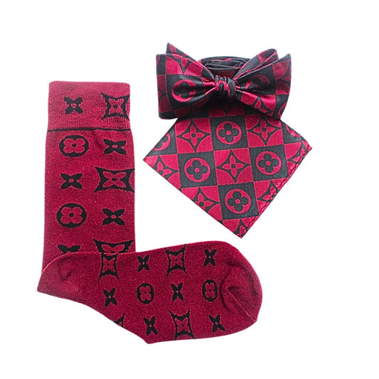 LV Square 12 & LV B7 | Wine | Bowtie & Sock Combo