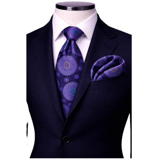 ANTHONY 3 | NAVY & PURPLE | TIE & POCKET SQAURE