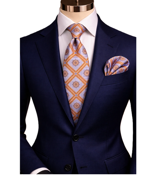 CARLO 5 | ORANGE & LAVENDER | TIE & POCKET SQAURE