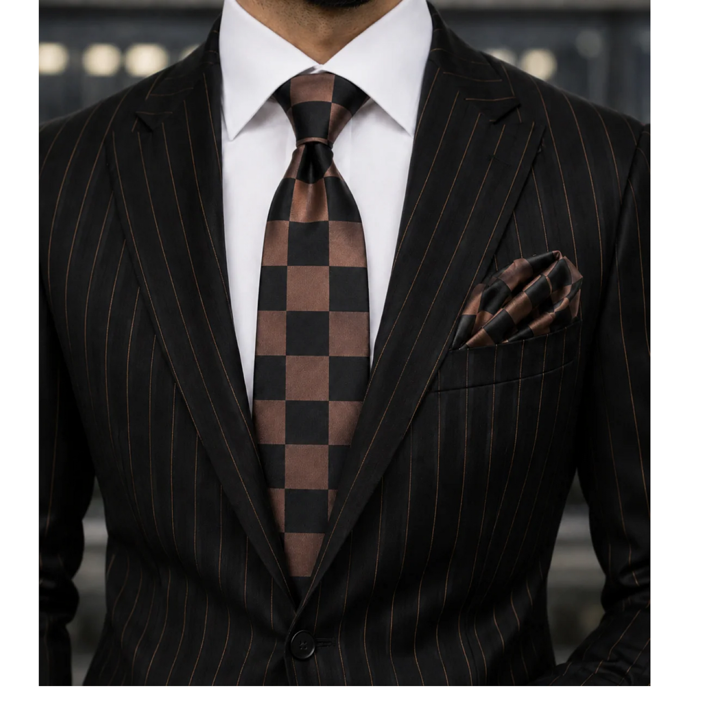 CHESS A5 | BROWN & BLACK | TIE & POCKET SQAURE