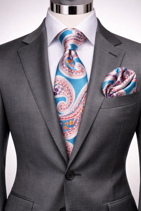 DON 11 | TEAL & ORANGE | TIE & POCKET SQUARE