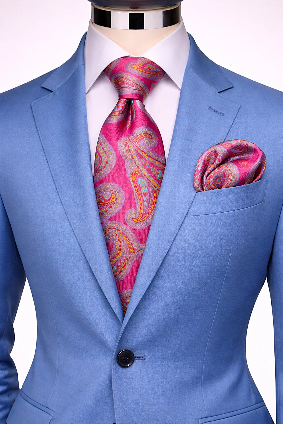 DON 4 | FUSCHIA & SKY BLUE | TIE & POCKET SQUARE