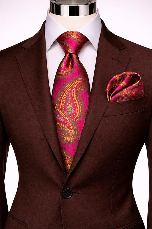 DON 8 | HOT PINK & YELLOW | TIE & POCKET SQUARE