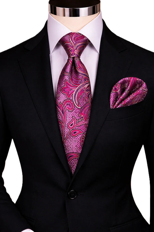 EMILIO 10 | FUSCHIA & PINK | TIE & POCKET SQUARE