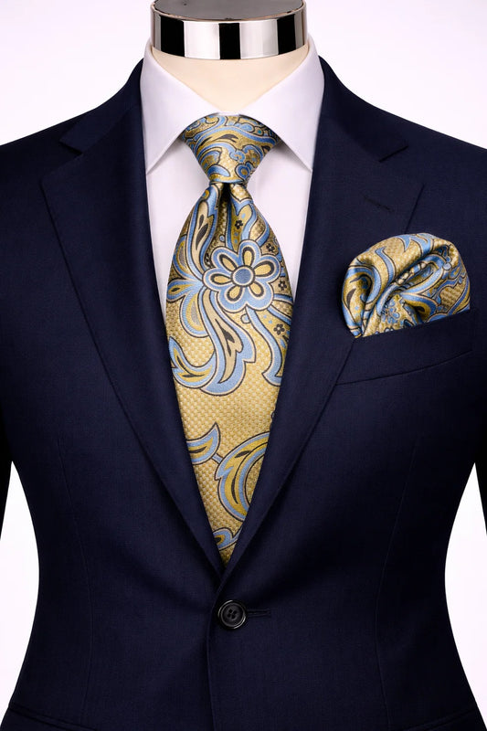EMILIO 4 | LT BROWN & SKY BLUE | TIE & POCKET SQUARE