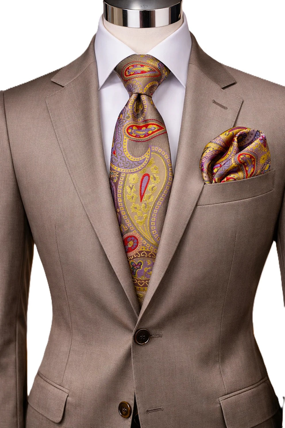FABRIZIO 6 | MULTICOLOR TAUPE | TIE & POCKET SQUARE